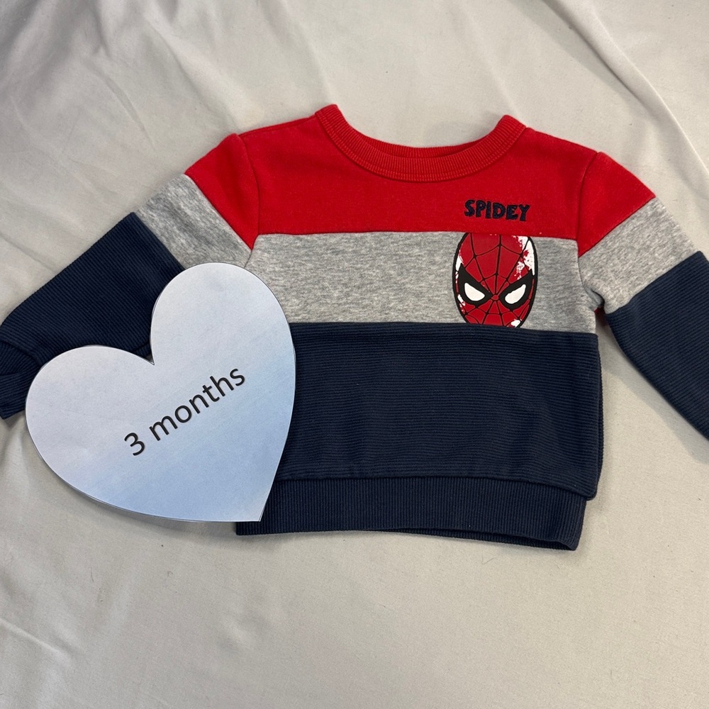 Marvel - Spiderman pull over sweatshirt. Size 3 months